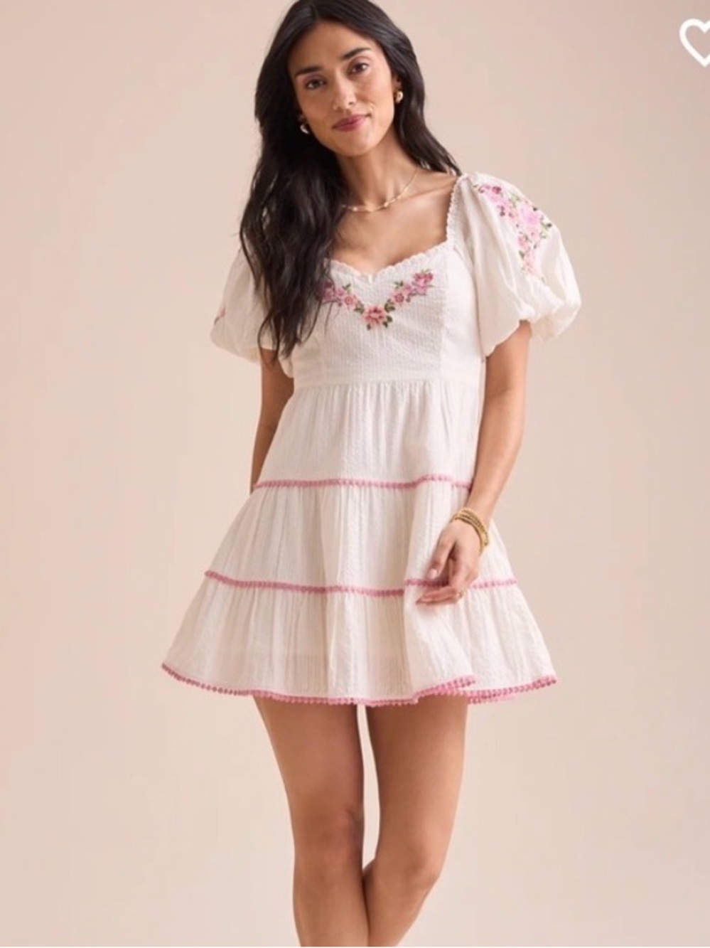 Altard State embroidered puff sleeve mini dress
